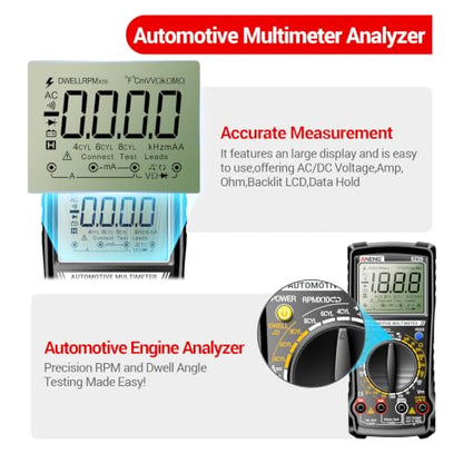 ANENG SZ26 Digital Multimeter, Engine Analyzer, 500-10000 RPM Tachometer - color: Black