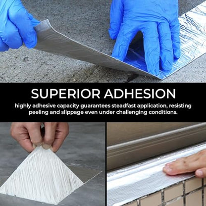 Butyl Waterproof Tape 2" W X 32.8' L Aluminum Foil Tape with Butyl Rubber Adhesive for Window Caulking, Boat Sealing, Roof Patching, Silver - size: 2" W X 32.8' L