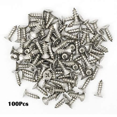 5 x 16mm Screw, Flat Head, Phillips Drive, Self Drilling, 304 Stainless Steel Drywall Wood Screws 100Pcs - size: 5 x 16mm