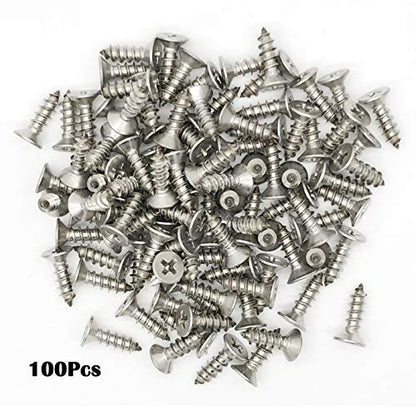 5 x 16mm Screw, Flat Head, Phillips Drive, Self Drilling, 304 Stainless Steel Drywall Wood Screws 100Pcs - size: 5 x 16mm