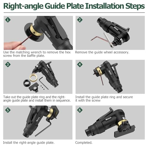 Upgraded Pneumatic Chamfer Tool with Straight Guide Plate Save Guide Wheels - color: Black