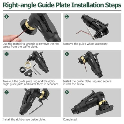 Upgraded Pneumatic Chamfer Tool with Straight Guide Plate Save Guide Wheels - color: Black