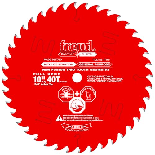 Freud P410 Premier Fusion 10" 40T Hi-ATB General Purpose Saw Blade, 5/8" Arbor - style: Premier Fusion 10-Inch 40 Tooth Hi-ATB General Purpose Saw Blade with 5/8-Inch Arbor and PermaShield