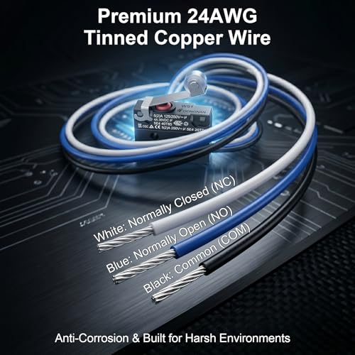 3 Pack IP67 Waterproof Micro Switch, UL Recognized Component - size: WS1-Roller Lever