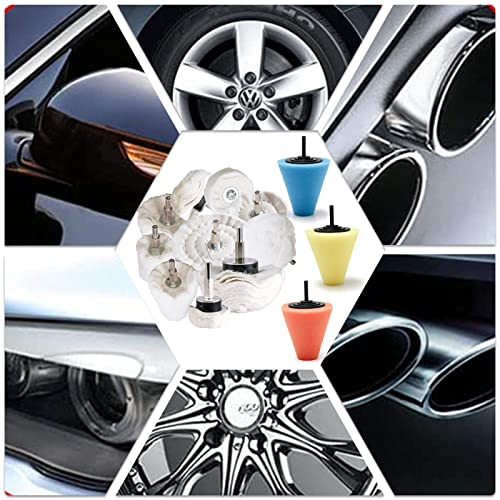 Polishing Pad Buffing Wheel Kit 17 Pack, for Drill for Metal Aluminum Stainless Steel Chrome Wood Plastic Ceramic Glass Woods Fabric Cotton Machine Jewelry etc - size: 17 PCS