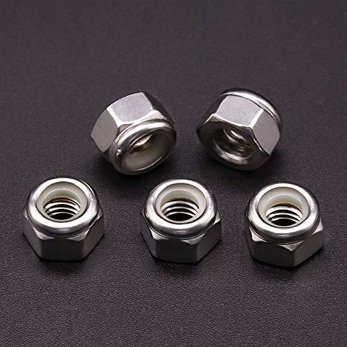 UNC 1/2"-13 inch Nylon Insert Hex Lock Nuts (20 Pack), 304 Stainless Steel (18-8), Hex Lock Nuts with Nylon Ring, Corrosion-Resistant, for Automotive, Machinery DIY Projects - size: 1/2"-13