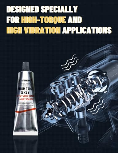 Visbella High Temperature RTV Silicone Gasket Maker, Sealed Oil Resistant Waterproof Quick Dry Liquid for Bonding Internal Combustion, Steam Turbines, Automotive Engine Parts 3.7OZ (Grey) - color: Grey
