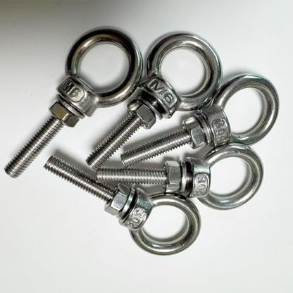 304 Stainless Steel Eye Bolt, 5 PCS M6 Heavy Duty Lifting Ring 1.2" Threaded Eyebolt Shoulder Eye Bolts with Nuts and Flat Washers(Thread Length 30mm) - size: m60x30(5pcs)