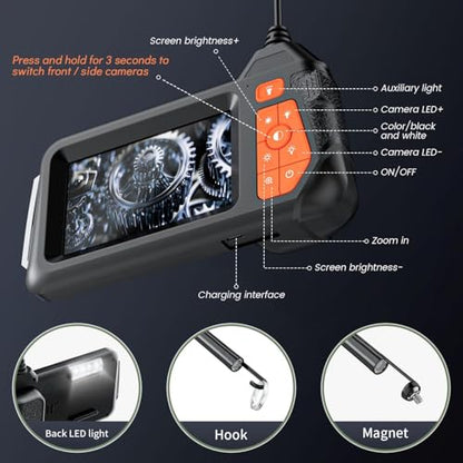 32.8FT Flexible Borescope Camera- 4.3" 1080P HD, IP67 Waterproof Industrial Endoscope Camera for Sewer/Automotive Pipe/Wall Inspection,1pack