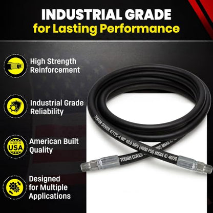 Chenango Supply 1/4" Hydraulic Hose Assembly – 2-Wire Reinforced, Male NPT × Male NPT, 4000 PSI Working Pressure – Assembled in USA – (1/4" × 4' 6") - size: 1/4" x 4' 6"