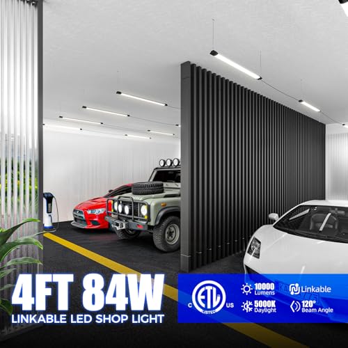 Barrina BS84 LED Shop Lights 4FT for Workshop, 84W 10000LM 5000K, 10 Packs - color: 5000K, size: Black-84W-10 Packs