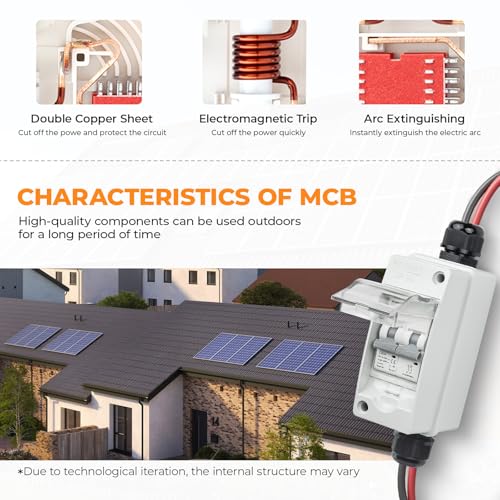 Solar Panel Disconnect Switch 60A 400V DC/AC Miniature Circuit Breaker with DIN Rail Box Enclosure Outdoor Small Breaker Box IP65 Waterproof UV-Proof for Solar PV Homes, Battery(60 Amp) - style: 400V 60A