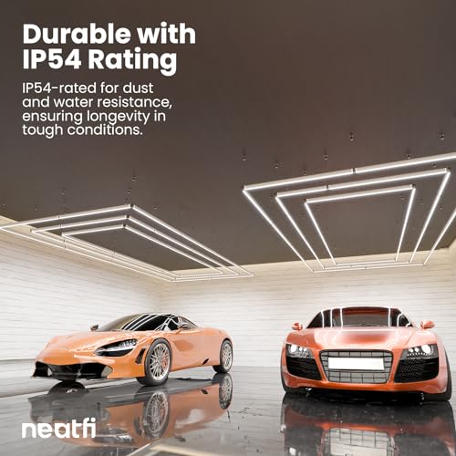 Neatfi 52,800 Lumens LED Garage Light - Ultra-Bright Shop Lighting | Easy Ceiling Installation | Auto Shops, Salons, Basements, Warehouse & Gyms (3 Rectangles, Cool White, Close-to-Ceiling)