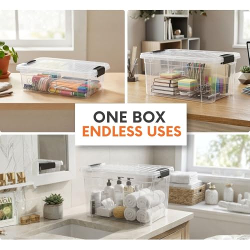 Superio 8.7 Quart Clear Plastic Storage Boxes with Lids, Stackable Organizer Containers, BPA-Free Storage Bins for Home, Office, School & Dorm, 1 Pack - size: 12" x 8.25" x 7.5"