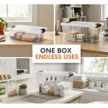 Superio 8.7 Quart Clear Plastic Storage Boxes with Lids, Stackable Organizer Containers, BPA-Free Storage Bins for Home, Office, School & Dorm, 1 Pack - size: 12" x 8.25" x 7.5"