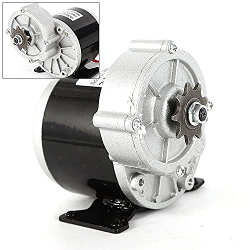 Electric Vehicle Geared Motor, 24V 350W Gear Face Mount 9 Teeth Sprocket Electric Brush Motor for Scooter Bike Go-Kart Minibike MY1016Z
