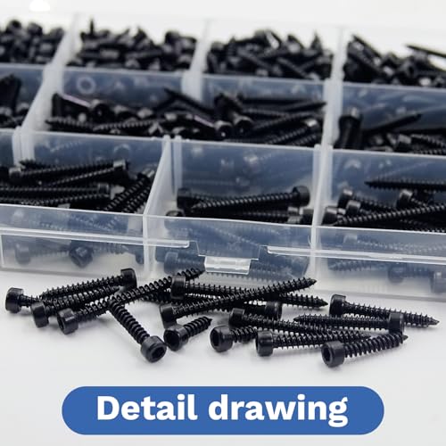Hex Socket Head Screws, 550 Pack, M3x6/8/10/12/14/16/18/20/25/30mm, Stainless Steel, Full Thread Self Tapping Bolts for Furniture Machinery Electrical Appliances