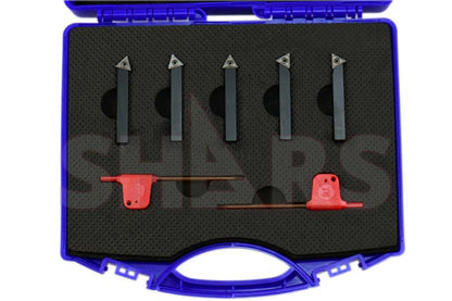 Shars (5 Pcs) 1/4" Indexable Carbide Turning Tool Set 404-1039 P] - size: 1/4" 404-1039