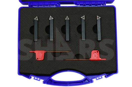 Shars (5 Pcs) 1/4" Indexable Carbide Turning Tool Set 404-1039 P] - size: 1/4" 404-1039