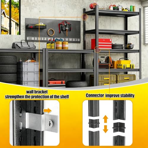 Garage Shelving, 3300 LBS Storage Shelves with Side Guard - size: 44×16×10in-4 Tier-metal