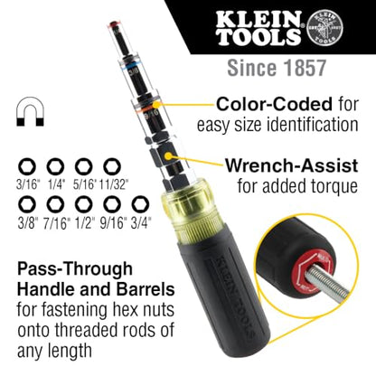 Klein Tools 32809MAG 9-in-1 Magnetic Multi-Nut Driver Tool, SAE Sizes - style: 9-in-1 Nut Driver