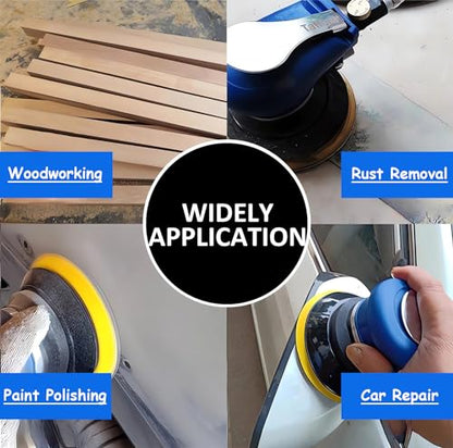 Air Random Obrital Sander 5" Dual Action Palm Sander, Hook and Loop Air Powered and Swirl Free. (5" da sander) - color: Blue, size: 5 inch dual action