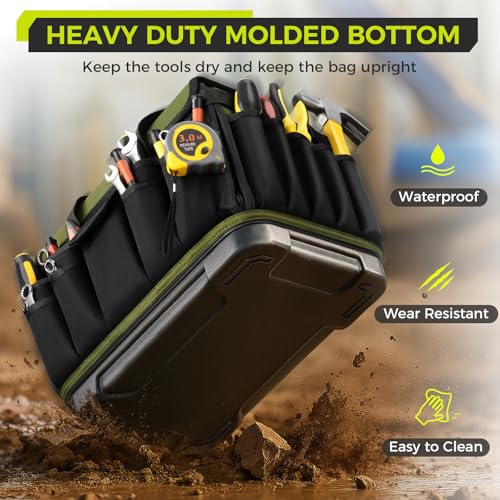 Heavy Duty Tool Bag 18-Inch, Tool Bags for men Toolbox Organizer Tote Gifts - color: Green, size: 18 Inch