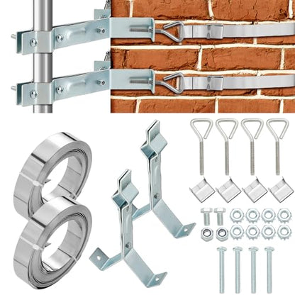 MorningRo 2 Set Antenna Chimney Mount Kit, 18ft Steel Straps, Y Bracket