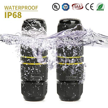 Junction Box Outdoor 2 Way Waterproof IP68 Electrical Cable Connector,M16 Wire Range(3.5-10mm),Suitable for Repair and Extend Power Cables,UL(5 Pack) - size: M16-2Pin