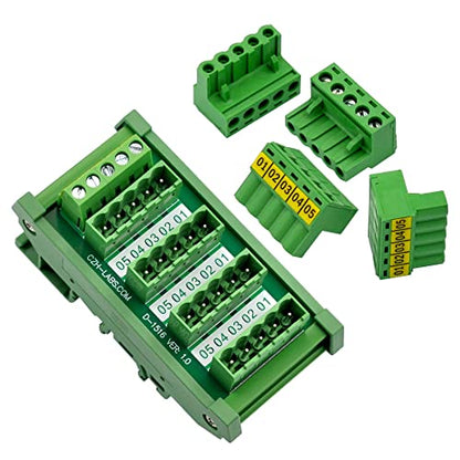 Slim DIN Rail Mount 10A/300V Pluggable Screw Terminal Block Distribution Module (5x5 Position) - style: 5x5 Position