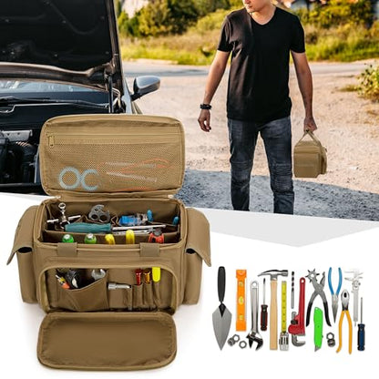 Rexmica Small Tool Bag Tool Storage Organizer Tactical Range Bag, Khaki - color: Khaki