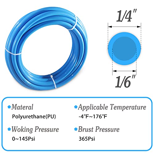 Blue PU Pneumatic Tubing Air Hose, 1/4" OD x 1/6" ID, 12m/39.4ft - color: Blue, size: 1/4in x 12M