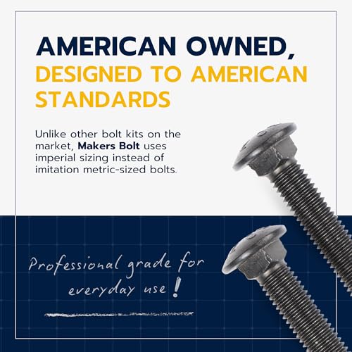 1/2 in. x 5 in. Black Carriage Bolt Kit Includes 12 Bolts, 12 Washers, and 12 Nuts, Ceramic Black Ruspert Coated for Exterior Use - 2X Rust Resistance of Galvanized by Makers Bolt - size: 1/2 x 5