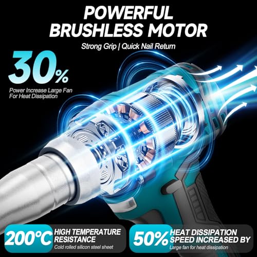 Cordless Rivet Gun Battery Powered, Automatic Electric Rivet Gun Tool Brushless Pop Rivet Gun Kit for 3/32", 1/8", 5/32", 3/16" Rivets for Metal, Plastic and Leather - color: Blue