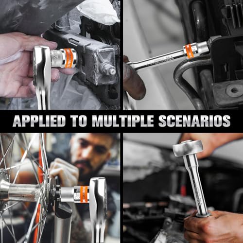 20 PCS 1/2" Drive Metric Socket Wrench Set,1/2 Reversible Ratchet Handle，6 Point Shallow Sockets (8-32mm) and Extension Bar 5", CR-V Steel, Car Repair Set - size: Pro 20p 12.7 Mm Drive (8 - 32 Mm)