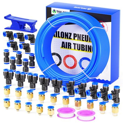 TAILONZ Blue 6mm OD 4mm ID PU Air Hose Pipe Tube Kit 32 Meter 100ft - color: Blue, size: 6mm OD/100ft/32m