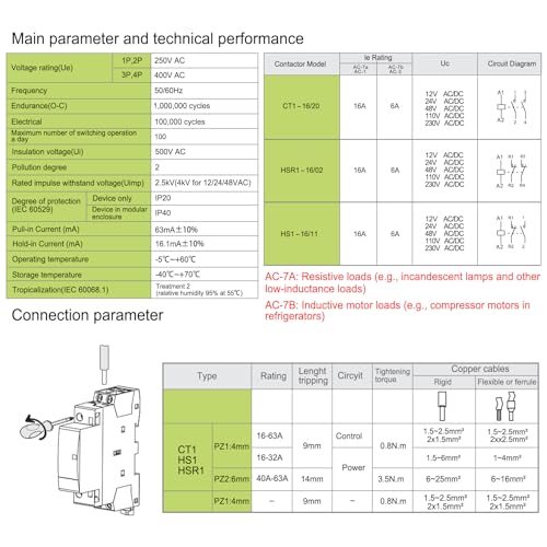 Heschen 16A 2 Pole Modular AC Contactor 2NO 110V/120V AC Coil - color: 110V/120V AC Coil, size: 16 Amp