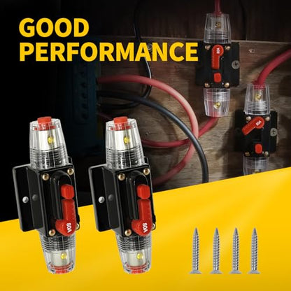 80 Amp Manual Reset Circuit Breaker DC 12-48V Waterproof Inline Fuse Holder, 3-15 AWG Overload Protection for Car Audio Sound Amplifier System RV Marine Boat Truck Solar (Pack of 2) - style: 80A