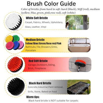 8 Pack Drill Brush Attachment Set,1/4in Power Scrubber Brush + Extend Long Rod, Multi-Purpose Brush Drill Attachment, Power Cleaning Scrub Brush for Bathroom, Tub, Tile(Green) - color: Green