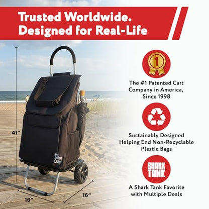 dbest products Bigger Trolley Dolly, Black Shopping Grocery Foldable Cart - color: Black