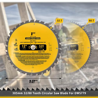 12in Miter Saw Blade 2-Pack 80T&32T (dw-3128/dw-3123) - style: 12IN,80T&32T