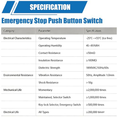 mxuteuk 1NC 1NO 22mm Emergency Stop Push Button Switch Red Mushroom AC 660V 10A HB2-BS545 - color: Red/HB2-BS545, size: 1NC 1NO