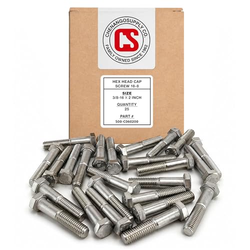 Chenango Supply 3/8-16 x 2 Stainless Steel Hex Head Bolts - size: 3/8-16 X 2"