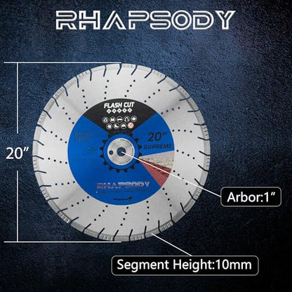 RHAPSODY 20Inch Laser Welded Diamond Saw Blade,Segmented All Purpose Blade - size: 20 Inch