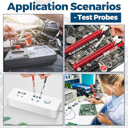 2 Wire 30 ft Retractable Test Leads with 4 mm Banana Plugs, 18 AWG Multimeter Test Leads with 4 Alligator Clips, 2 Test Probes and 2 Wire Piercing Probes, Test Lead Kit for Testing Electrical Circuits
