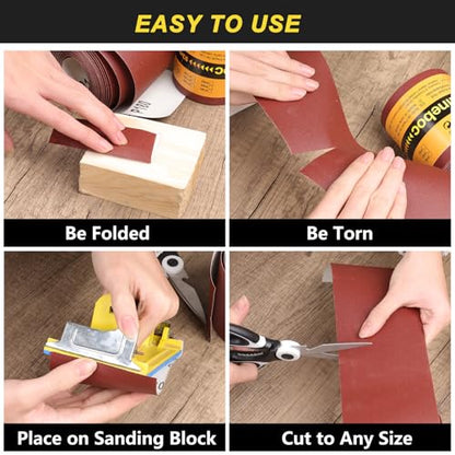 Emery Cloth Roll 240 Grit, 3-2/3 Inch x 33 Ft Heavy Duty Sandpaper - size: 240 Grit