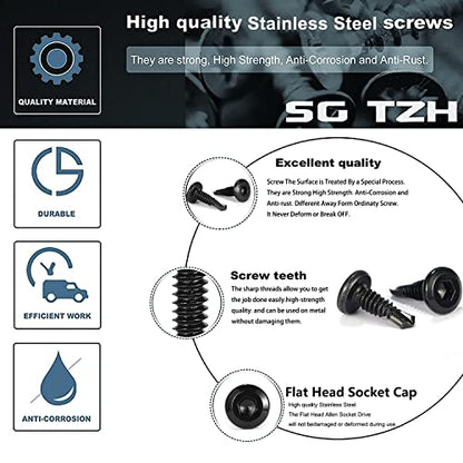 #12 x 1-1/2" Sheet Metal Screws 100Pcs 410 Stainless Steel Flat Head Socket Cap, Tek Allen Socket Drive Fast Self Tapping Black Oxide by SG TZH - size: #12 x 1-1/2"