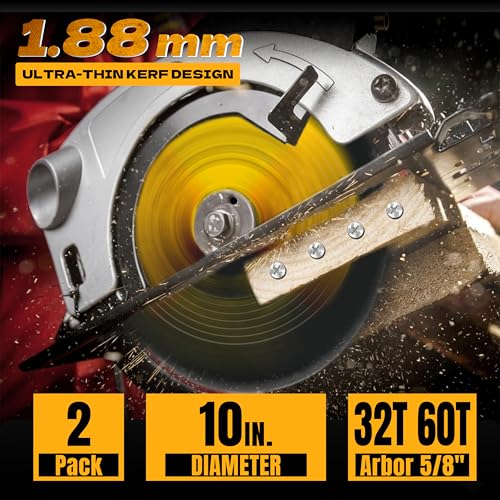 10 Inch 32T&60T Circular Saw Blade for Wood Cutting, 5/8" Arbor, 2 Pack - size: Mix2P
