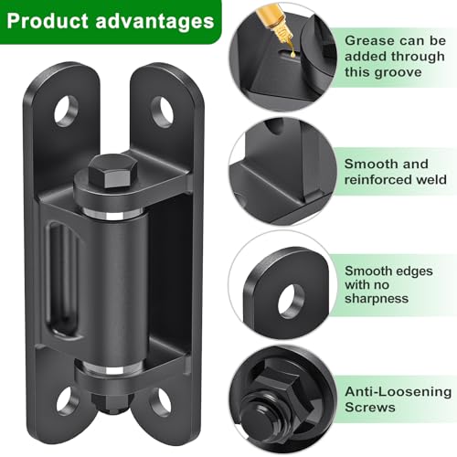 Insaga Heavy Duty Gate Hinge with Bearing, 6.7'' Weld On or Bolt On Hinge, 6mm Thick Carbon Steel 1100lb Capacity 90° /180° Smooth Opening for Metal/Wood Gates (Bolt Hinge Powder coated-90°-2Pack) - color: Bolt hinge powder coated-90°-2Pack