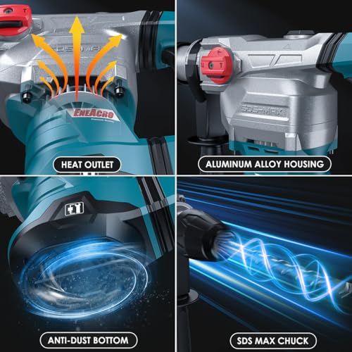 ENEACRO SDS-Max Heavy-Duty Rotary Hammer Drill, 9 Ft.lbs, 3 Functions